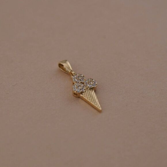 14K Solid Gold Ice Cream Charm | Modern Jewelry | Symbols of Celebration & Joy | - Picture 6 of 9